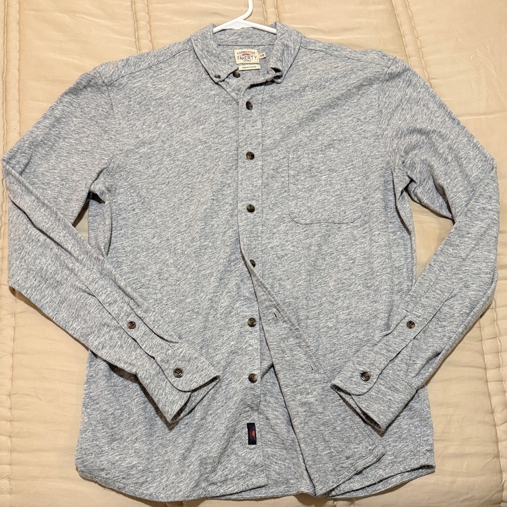 Faherty Heather Gray Casual Button-Down Shirt